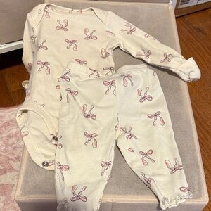 Carter's Cream and Pink Bow Print Kids Matching Set